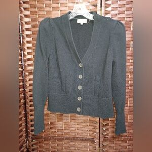 Black V-Neck Button Front Women's Sweater Cardigan